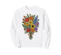 Vibrant Floral Bouquet Rainbow Ribbon Subtle Pride Month Sweatshirt