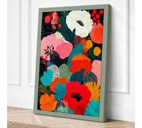 Vibrant Floral Composition Canvas Wall Art Print 18x12 Inch (46 x 30 cm)