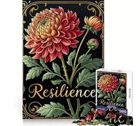 Vibrant Floral Dahlia Blooms Resilience in Golden Frame Jigsaw Puzzles 1000 Pieces Cognitive Skill Gentle Pastime Solid Lock Unique Xmas Gift (38x52cm)