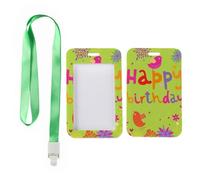 Vibrant Floral ID Badge Holder with Green Lanyard, Badge Holders, Vertical Cards Protector for Student, Vertical Name Badges Protector for Nurse, Nurse Accessories Work Delivery Driver Accessories