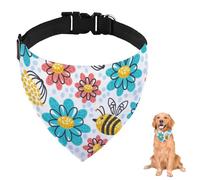 Vibrant Floral Ladybug Dog Bandana With Adjustable Strap D Ring Dog Scarf Pet Bibs Triangle Pet Triangle Neckerchief Clothing& Accessories for Dogs Puppy Dogs Cats Decor Machine Washable