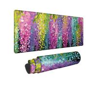 Vibrant Floral Large Gaming Mouse Pad, Colorful Halo Pattern Stitched Edge Mousepad, Rubber Non-Slip Washable Gaming Mouse Pad for Home and Office Computer, Laptop 12x32 Inch