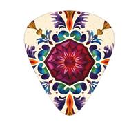 Vibrant Floral Mandala Guitar Picks Gift Set - 12 Smooth Durable Plectrums For Acoustic, Electric & Bass Guitar, Perfect Present For Guitar Lovers & Musicians