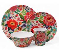 Vibrant Floral Melamine Outdoor Dining Picnic 16 Piece Set