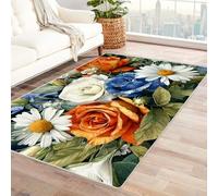 Vibrant Floral Print Indoor/Outdoor Rug Colorful Bouquet Carpet for Living Room & Bedroom 150x180cm Perfect Home Decor Durable & Stylish Design