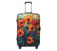 Vibrant Floral Stained Glass Travel Luggage Covers - Elasticity Suitcase Covers Protector for Luggage 18-32 Inch