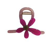 Vibrant Flower Resin Hair Claw, Medium Anti-Slip Metal Spring Shark Clip, Strong Grip for Half-Up Back-Head Bun, Photogenic Daily Commute Travel Hair Accessories for Women Purple