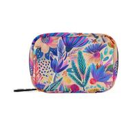 Vibrant Flowers Illustration Pill Bags with Detachable Compartments Convenient Pill Organizer 2 Times a Day for Purse