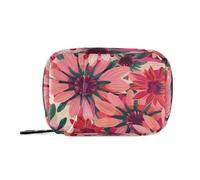 Vibrant Flowers Red Medicine Bag for Traveling with Detachable Compartments Convenient 7 Day Pill Organizer for Purse