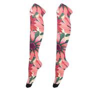 Vibrant Flowers Red Women Thigh High Stockings Fashion Crazy Novelty Over The Knee High Socks for Fashionistas Knee High Leg Warmer for Halloween Cosplay Party Festival calcetines altos para mujer 1