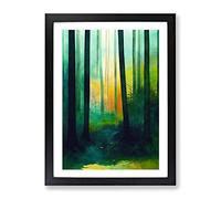 Vibrant Forest No.1 Framed Print | A2 Black Framed Wall Art | Ready to Hang | Modern Landscape Picture | Living Room Bedroom Lounge Office