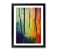 Vibrant Forest No.2 Framed Print | A2 Black Framed Wall Art | Ready to Hang | Modern Landscape Picture | Living Room Bedroom Lounge Office