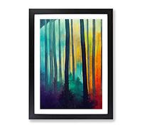 Vibrant Forest No.5 Framed Print | A2 Black Framed Wall Art | Ready to Hang | Modern Landscape Picture | Living Room Bedroom Lounge Office