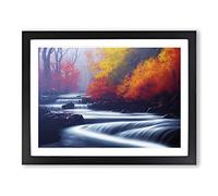 Vibrant Forest Stream Framed Print | A2 Black Framed Wall Art | Ready to Hang | Modern Landscape Picture | Living Room Bedroom Lounge Office