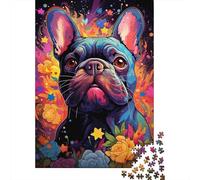 Vibrant French Bulldog Art 1000 Pc Extra-thick Cardboard Jigsaw Puzzle Bundle Couple Partners Concentration Training Gift Idea 52x38cm/1000pcs