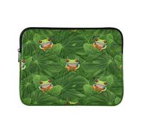 Vibrant Frog Tropical Green Leaves Computer Laptop Bag, Protective Padded Laptop Bag 15 Inch for Women