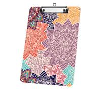 Vibrant Geometric Floral Mandalas Waterproof Clipboard A4, Acrylic Decorative Legal Size Clip Board 9"× 12. 5" with Low Profile Metal Clip, Boards for School Offoce Lady Men Women Nurses