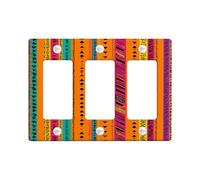 Vibrant Geometric Light Switch Cover Plates/Outlet Covers, Colorful Pattern for Bold Wall Decor, Thermoplastic Wall Plates, Standard Size 3 Gang Wall Plate