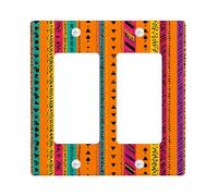 Vibrant Geometric Light Switch Cover Plates/Outlet Covers, Colorful Pattern for Bold Wall Decor, Thermoplastic Wall Plates, Standard Size Double Rocker