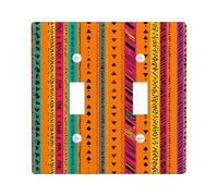 Vibrant Geometric Light Switch Cover Plates/Outlet Covers, Colorful Pattern for Bold Wall Decor, Thermoplastic Wall Plates, Standard Size Double Toggle