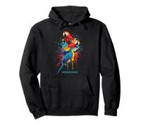 Vibrant Geometric Macaw Trio Honduras Splash Pullover Hoodie