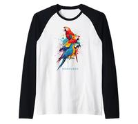 Vibrant Geometric Macaw Trio Honduras Splash Raglan Baseball Tee
