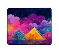 Vibrant Geometric Pyramid Mouse Pad, Colorful Night Sky Abstract Design, Non-Slip Washable Gaming Mouse Pad for Home and Office Use Square 8x10 Inch