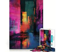 Vibrant Glitch Art Jigsaw 1000 Pieces for Teenagers Mind Boost Fun Zero Gap Captivating Leisure for Cozy Indoors (38x26cm)