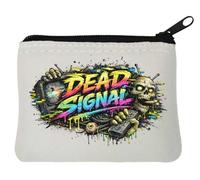 Vibrant Glitch Horror Illustration Neoprene Coin Purse Pouch 10x11cm White