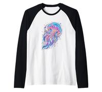 Vibrant Glowing Jellyfish Raglan Baseball Tee