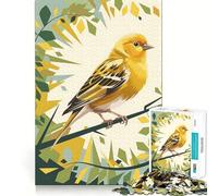 Vibrant Golden Canary in The Sunligh Adults 1000 Pieces Puzzle Mind Training Fun Burr Free Clean Cut Pieces Heartwarming Gathering Activity (38x52cm)