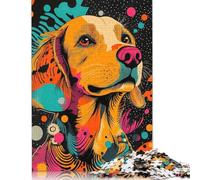 Vibrant Golden Retriever Pop Art Bright And Cheerful Dog Print Golden Retrieve Dog Portrait Puzzles 300 Piece Puzzle Adult Jigsaw Puzzle Educational Game Challenge Toy 1000pcs (75x50cm)