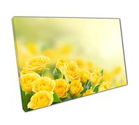 Vibrant Golden Sunshine Yellow Roses In Bloom On A Sunny Day In A Garden Flower Wall Art Print On Canvas Picture For Home Office Decor 61x41cm (24x16In)