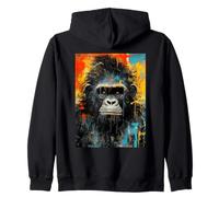 Vibrant Gorilla Abstract Paint Splatter Art Zip Hoodie