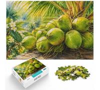 Vibrant Green Coconuts Botanical Watercolor A Jigsaw Puzzle, 1000 Piece