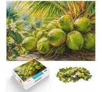 Vibrant Green Coconuts Botanical Watercolor A Jigsaw Puzzle, 1000 Piece