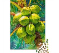 Vibrant Green Coconuts Botanical Watercolor A Jigsaw Puzzle, 1000 Piece