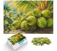 Vibrant Green Coconuts Botanical Watercolor A Jigsaw Puzzle, 1000 Piece