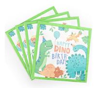 Vibrant Green Dinosaur Birthday Napkins, 20 Pack Dino Disposable Party Napkins for Kids' Birthdays Celebrations, Table Decoration, 6.5 * 6.5 Inch Serviettes Tissue