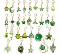 Vibrant Green Enamel Shoe & Purse Charms - 30 Pcs Clip On Pendant Charm with Assorted Designs, Multi-Use for Shoe Laces, Bags, Zipper Pulls & Keychains, Jewelry Accessories Kit, Ideal for Craft Lovers
