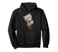Vibrant Green Eyed Leopard Cub Big Cat Design Pullover Hoodie