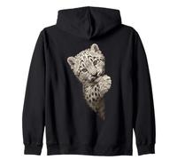 Vibrant Green Eyed Leopard Cub Big Cat Design Zip Hoodie