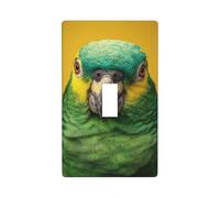 Vibrant Green Parrot Light Switch Cover Decorative Single Toggle 1 Gang Wall Plate for Kitchen Farmhouse Bedroom Bathroom Art Decor