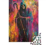 Vibrant Grim Reaper 1000 Piece Jigsaw Puzzle, 52x38cm/1000pcs, for Adults, Quiet Home Activity, Focused Puzzle Time And Time at Home