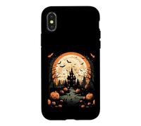 Vibrant Halloween Night Eerie Castle Bats Pumpkins Case for iPhone X/XS