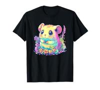 Vibrant Hamster Among Blossoms Illustration T-Shirt