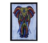 Vibrant Hand-Brushed Cotton Elephant Wall Art From India