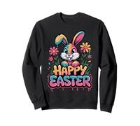 Vibrant Happy Easter Bunny Spring Flowers Eggs Design Sweatshirt