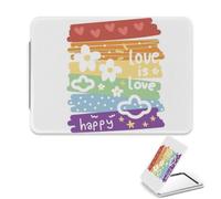 Vibrant Happy Rainbow Make Up Mirror, 1X/2X Rectangular Shaving Mirror, Pu Leather Portable Handbag Mini Essentials Handheld Mirrors, Travel Makeup Small Mirrors, Small Gift, Gadgets for Girls