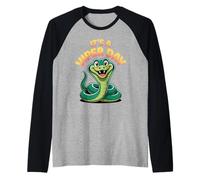 Vibrant Happy Serpent Fun Bright Jungle Pit Snake Viper Raglan Baseball Tee